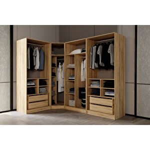 Bend Walnut 7 Kapılı Reflekte Camlı Köşe Gardırop