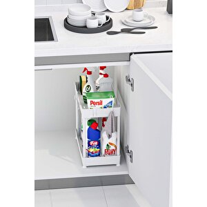 Beyaz 2 Katlı Düzenleyici Mutfak Ve Banyo Rafı