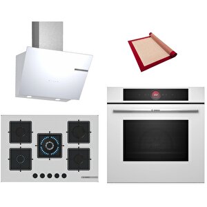 White Deluxe 3 Lü Ankastre Set 619 ( Hbg7341w1 - Pnq7b2p31o - Dwk66pj20t ) - 3d Fry - 75cm Wok Bek