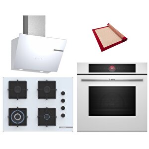 White Deluxe 3 Lü Ankastre Set 620 ( Hbg7341w1 - Poh7c2p31o - Dwk66pj20t ) - 3d Fry - 67cm Wok Bek
