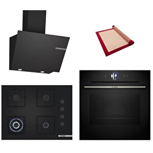 Black Deluxe 3 Lü Ankastre Set 608 ( Hbg7764b1- Poh7c6p31o - Dwk66pj60t ) - 4d Hot Air - 3d Fry - 67cm Wok Bek