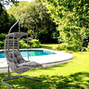 Alaçatı Plus Tekli Bahçe Salıncağı | Bahçe Salıncağı Gri