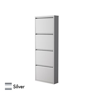 4 Kapaklı Metal Ayakkabılık Silver