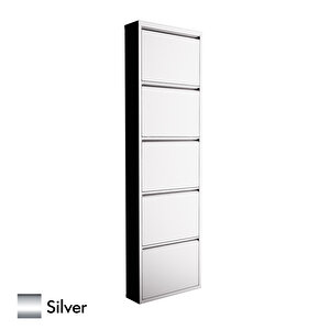 5 Kapaklı Metal Ayakkabılık Silver