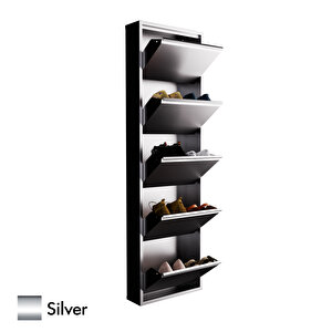 5 Kapaklı Metal Ayakkabılık Silver