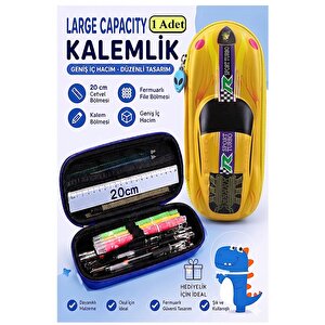 Araba Kabartmalı Bölmeli Kalemlik 1 Adet P-5953 Erkek Çocuk Okul Kalem Kutusu 3 Boyutlu Sevimli Karikatür Hediyelik