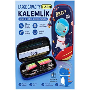 Dinazor Kabartmalı Bölmeli Kalemlik 1 Adet P-5953 Erkek Çocuk Okul Kalem Kutusu 3 Boyutlu Sevimli Karikatür Hediyelik