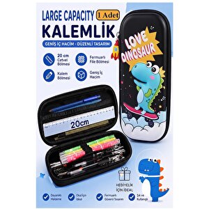 Dinazor Kabartmalı Bölmeli Kalemlik 1 Adet P-5953 Erkek Çocuk Okul Kalem Kutusu 3 Boyutlu Sevimli Karikatür Hediyelik