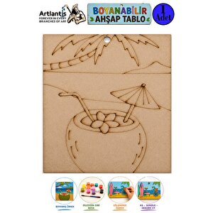 Ahşap Boyama Tabletler 1 Adet 10x15 Yaz Teması Boyama Figürü Etkinlik Çocuk Gelişim Motor Beceri Anasınıfı Kreş