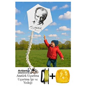 Uçurtma Çıtalı Atatürk Modeli Yedek İpli 1 Adet Artlantis Çıtalı Uçurtma Demonte 1 Adet