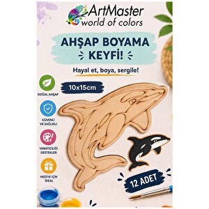 Ahşap Boyama Balina 12 Adet 10x15cm Boyama Deniz Figürü Etkinlik Çoçuk Gelişim Motor Beceri Kreş Anasınıfı