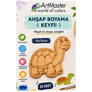 Ahşap Boyama Deniz Kablumbağası 24 Adet 10x15cm Boyama Deniz Figürü Etkinlik Çoçuk Gelişim Motor Beceri Kreş Anasınıfı