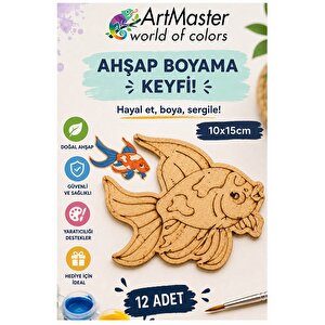 Ahşap Boyama Balık 12 Adet 10x15cm Boyama Deniz Figürü Etkinlik Çoçuk Gelişim Motor Beceri Kreş Anasınıfı