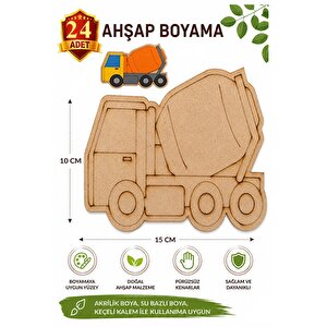 Ahşap Boyama Mikser 24 Adet 10x15cm Araba Boyama Figürü Etkinlik Çoçuk Gelişim Motor Beceri Kreş Anasınıfı