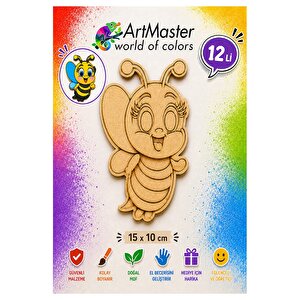 Ahşap Boyama Arı 12 Adet 10x15cm Boyama Böcek Figürleri Etkinlik Çoçuk Gelişim Motor Beceri Kreş Anasınıfı