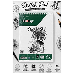 Telli Eskiz Defteri A5 Cm 1 Adet Herboy 120 Gr Eskiz Defteri Karakalem Çizim 50 Sayfa Dokulu Kağıt Üstten Açılmalı Ezkiz