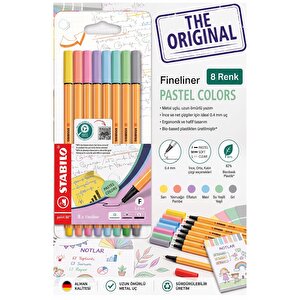 8 Renk Fineliner Kalem 1 Paket Stabilo Point 88 8 Li Pastel Renkler İnce Keçe Uçlu Kalem 0.4mm Su Bazlı Mürekkep