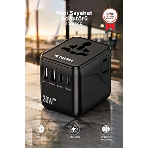 Mini Boy Evrensel Seyahat Adaptörü 20w Gan Iii Hızlı Şarjlı Akıllı Dünya Prizi 1005fcr