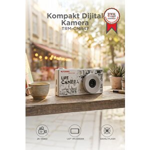 Life Dijital Kamera Selfie Video Vlog Kamerası Mini Fotoğraf Makinesi Cmr47 Gri