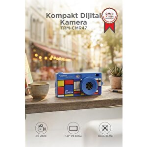 Life Dijital Kamera Selfie Video Vlog Kamerası Mini Fotoğraf Makinesi Cmr47 Mavi