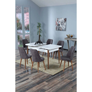 80x130(kapalı) 80x170(açık) Yemek Odası Takımı Mutfak Masası Takımı Yemek Masası 6 Kişilik Gri