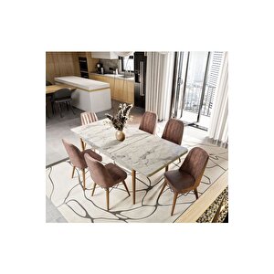 Ezgi̇ 6 Kişilik Açılır Masa Sandalye Takımı Mutfak Masası Takımı Salon Masası Yemek Masası Takımı Kahve