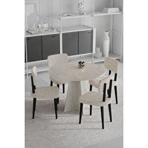 Begonya 90x90 Yuvarlak 4 Sandalyeli Masa Sandalye Takımı, Salon Takımı , Mutfak Masa Takımı Siyah 2