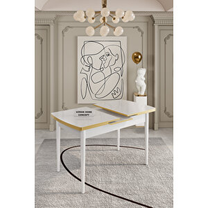 Açilabi̇li̇r Mdf Masa Takimi 6 Ki̇şi̇li̇k Baby Face Kumaşli Sandalyeli̇ Bej