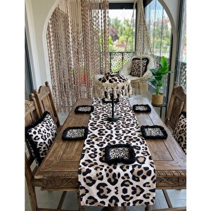 Leoparda Masaüstü Dekor Seti (ledli Şemsiye+2 Adet Kırlent+runner Ve 6 Adet Peçete)