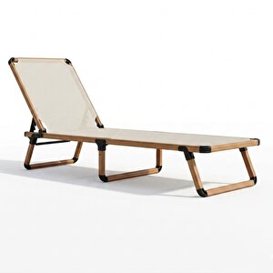 Alüminyum Katlanır Ve Taşınır Şezlong Teak+latte