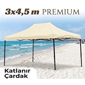 3×4,5 Premium Makaslı Katlanır Çardak Krem