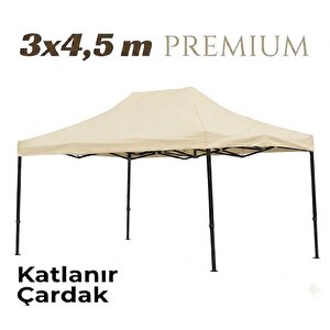 3×4,5 Premium Makaslı Katlanır Çardak Krem