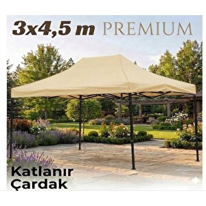 3×4,5 Premium Makaslı Katlanır Çardak Krem