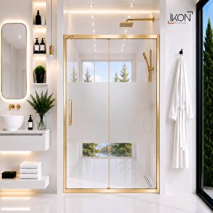 Gold Buzlu 1 Sabit 1 Sürgü Duşakabin 3 H190 140 cm