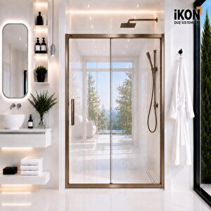 Bronz Şeffaf 1 Sabit 1 Sürgü Duşakabin H190 124 cm