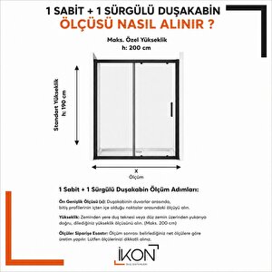 Bronz Şeffaf 1 Sabit 1 Sürgü Duşakabin H190 124 cm
