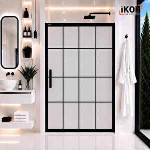 Siyah Karolaj  1 Sabit 1 Sürgü Tam Buzlu Duşakabin H190 115 cm