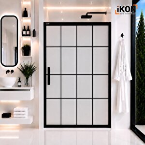 Siyah Karolaj  1 Sabit 1 Sürgü Tam Buzlu Duşakabin H190 128 cm