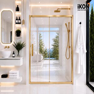 Gold Şeffaf 1 Sabit 1 Sürgü Duşakabin H190 147 cm