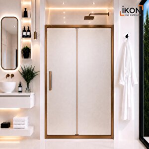 Bronz Buzlu  1 Sabit 1 Sürgü Duşakabin 04 H190 138 cm