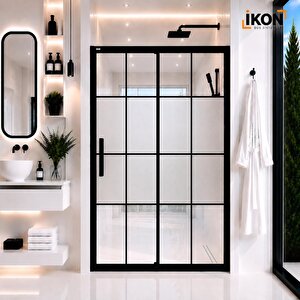 Siyah Karolaj  1 Sabit 1 Sürgü Orta  Buzlu Duşakabin H190 147 cm