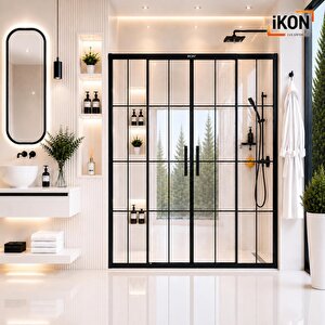 Siyah Karolaj 2 Sabit 2 Sürgü Duşakabin H190 197 cm