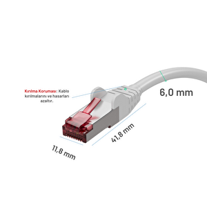 12 Adet 15 Cm Irenis Cat 6a S/ftp Ethernet Data Center Kablosu Beyaz