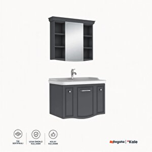Arte+ 80 Cm Mat Antrasit Banyo Dolabı Takımı (krom Kulp)