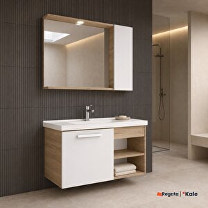 Mare 100 Cm Beyaz-meşe Banyo Dolabı Takımı