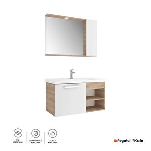 Mare 100 Cm Beyaz-meşe Banyo Dolabı Takımı