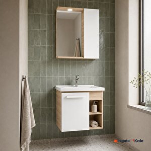 Mare 65 Cm Beyaz-meşe Banyo Dolabı Takımı