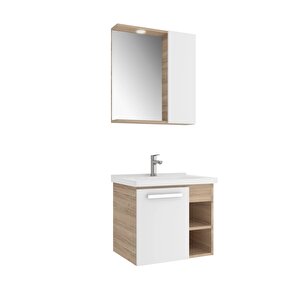 Mare 65 Cm Beyaz-meşe Banyo Dolabı Takımı