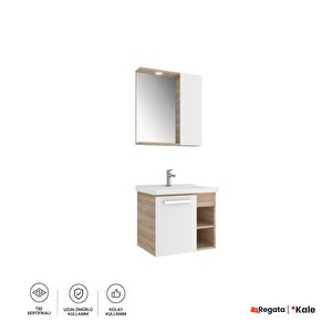 Mare 65 Cm Beyaz-meşe Banyo Dolabı Takımı