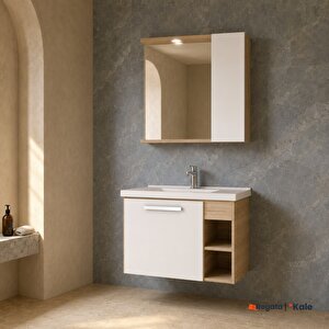 Mare 80 Cm Beyaz-meşe Banyo Dolabı Takımı